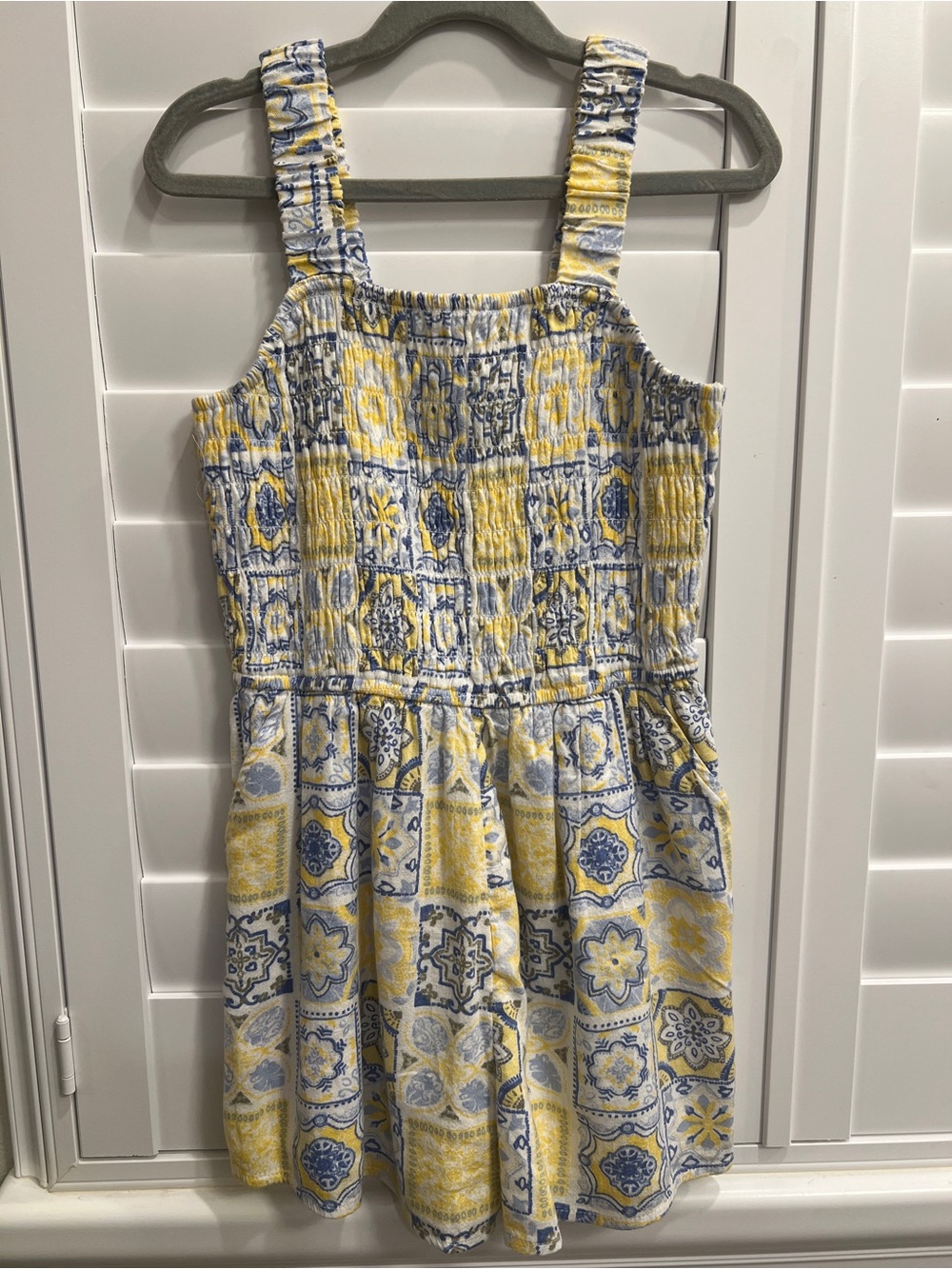 abercrombie kids Yellow and Blue Printed Romper Dress